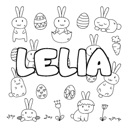 Coloring page first name LELIA - Easter background