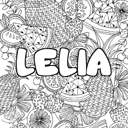 Coloring page first name LELIA - Fruits mandala background