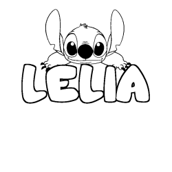 Coloring page first name LELIA - Stitch background