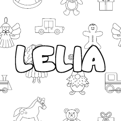 Coloring page first name LELIA - Toys background