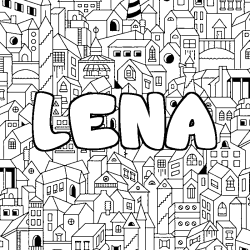 Coloring page first name LENA - City background