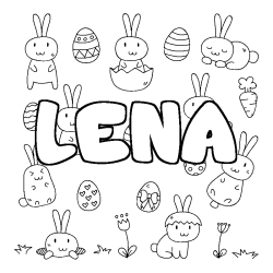 Coloring page first name LENA - Easter background