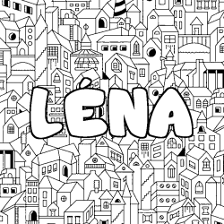 Coloring page first name LÉNA - City background