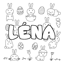 Coloring page first name LÉNA - Easter background