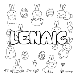 Coloring page first name LENAIC - Easter background
