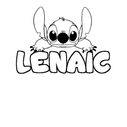 Coloring page first name LENAIC - Stitch background