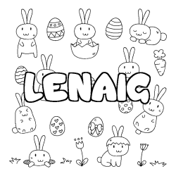 Coloring page first name LENAIG - Easter background