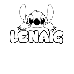 Coloring page first name LENAIG - Stitch background