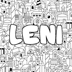 Coloring page first name LENI - City background