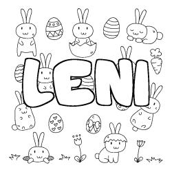 Coloring page first name LENI - Easter background