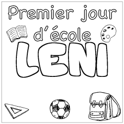 Coloring page first name LENI - School First day background