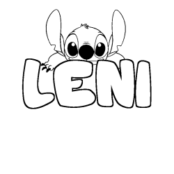 Coloring page first name LENI - Stitch background