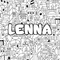 Coloring page first name LENNA - City background