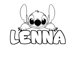 Coloring page first name LENNA - Stitch background