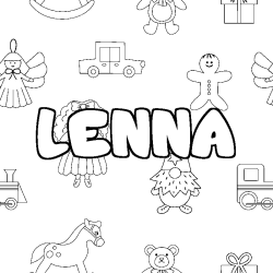 Coloring page first name LENNA - Toys background