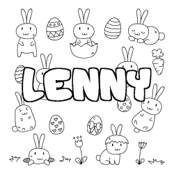 Coloring page first name LENNY - Easter background