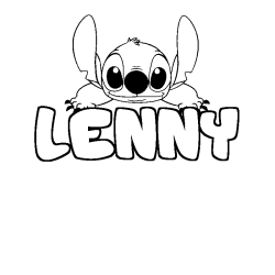 Coloring page first name LENNY - Stitch background