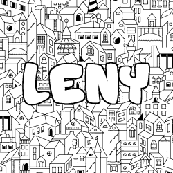 Coloring page first name LENY - City background