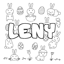 Coloring page first name LENY - Easter background
