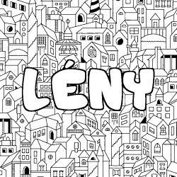 Coloring page first name LÉNY - City background