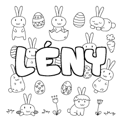 Coloring page first name LÉNY - Easter background