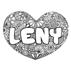 Coloring page first name LÉNY - Heart mandala background