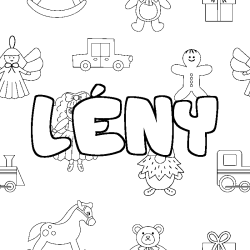 Coloring page first name LÉNY - Toys background