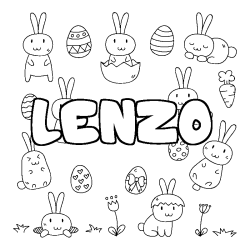 Coloring page first name LENZO - Easter background