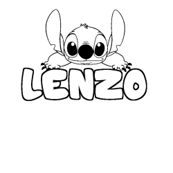 Coloring page first name LENZO - Stitch background