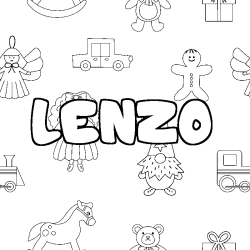 Coloring page first name LENZO - Toys background
