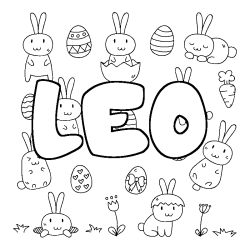 Coloring page first name LEO - Easter background