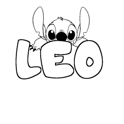 Coloring page first name LEO - Stitch background