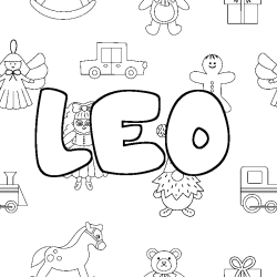 Coloring page first name LEO - Toys background