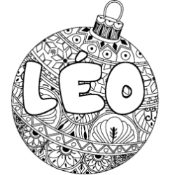 Coloring page first name LÉO - Christmas tree bulb background