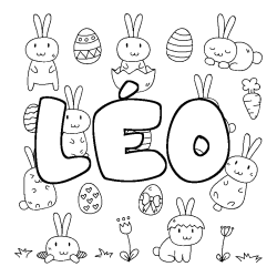 Coloring page first name LÉO - Easter background