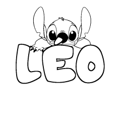 Coloring page first name LÉO - Stitch background