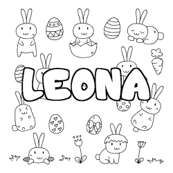 Coloring page first name LEONA - Easter background
