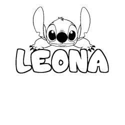 Coloring page first name LEONA - Stitch background