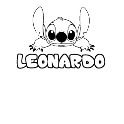 Coloring page first name LEONARDO - Stitch background