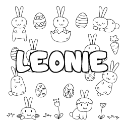 Coloring page first name LEONIE - Easter background