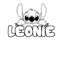 Coloring page first name LEONIE - Stitch background