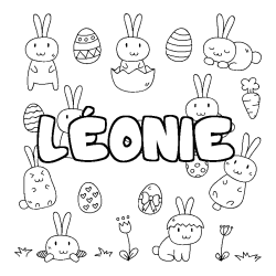 Coloring page first name LÉONIE - Easter background