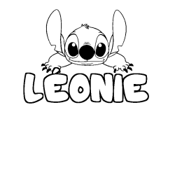 Coloring page first name LÉONIE - Stitch background