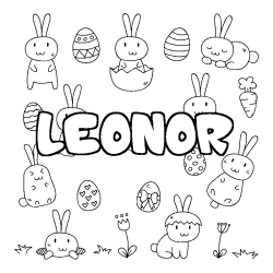 Coloring page first name LEONOR - Easter background