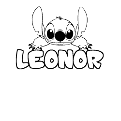 Coloring page first name LEONOR - Stitch background