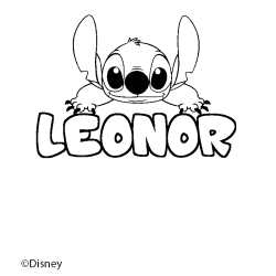 Coloring page first name LEONOR - Stitch background