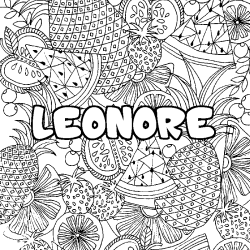Coloring page first name LEONORE - Fruits mandala background
