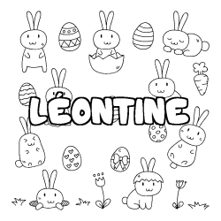 Coloring page first name LÉONTINE - Easter background