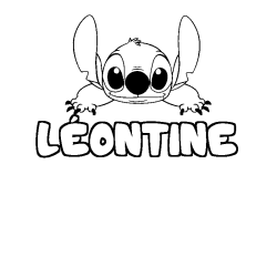 Coloring page first name LÉONTINE - Stitch background