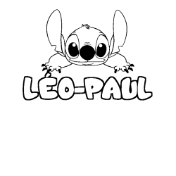 Coloring page first name LÉO-PAUL - Stitch background